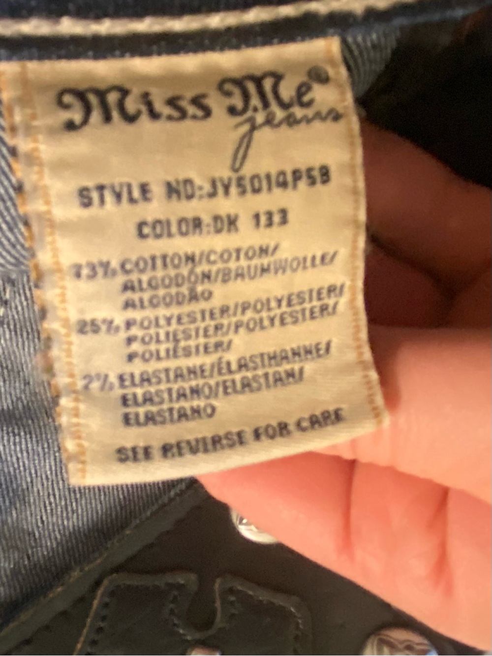 Miss Me Dark Blue cuffed capri Jeans with White Contrast Stitching - Picture 6 of 8